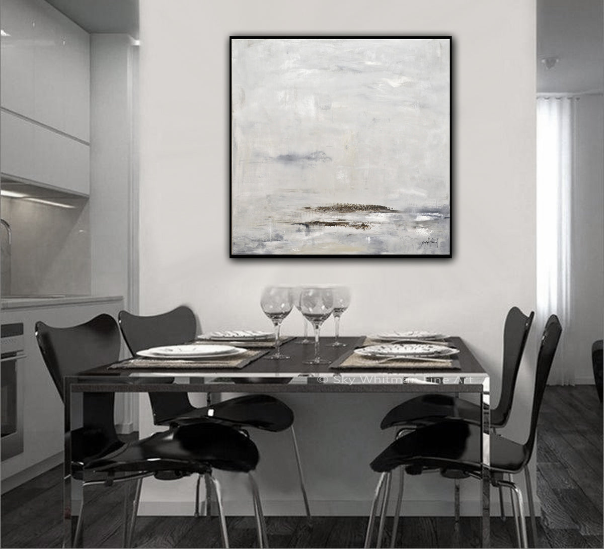 "A Soft Whisper" Large Square Greige Contemporary Painting