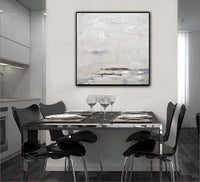 "A Soft Whisper" Large Square Greige Contemporary Painting