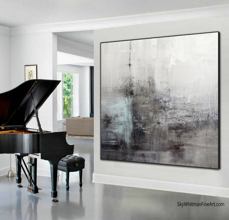 "Elevate" Original Gray Blue Abstract Painting