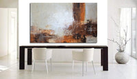 Large Taupe Rust Brown Abstract Contemporary Painting "My Direction"
