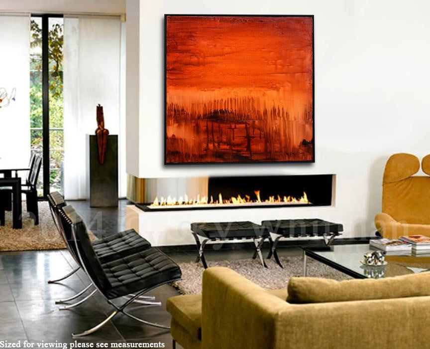 red framed oil painting original abstract art contemporary modern painting Bethany Sky Whitman