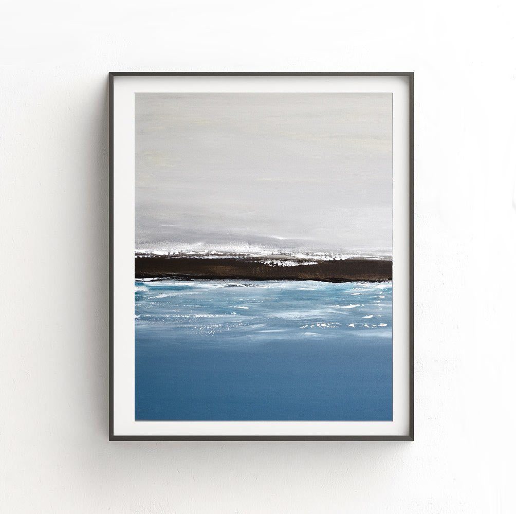 Seascape print sky wall art art work water landscape gray grey download printable art Sky Whitman