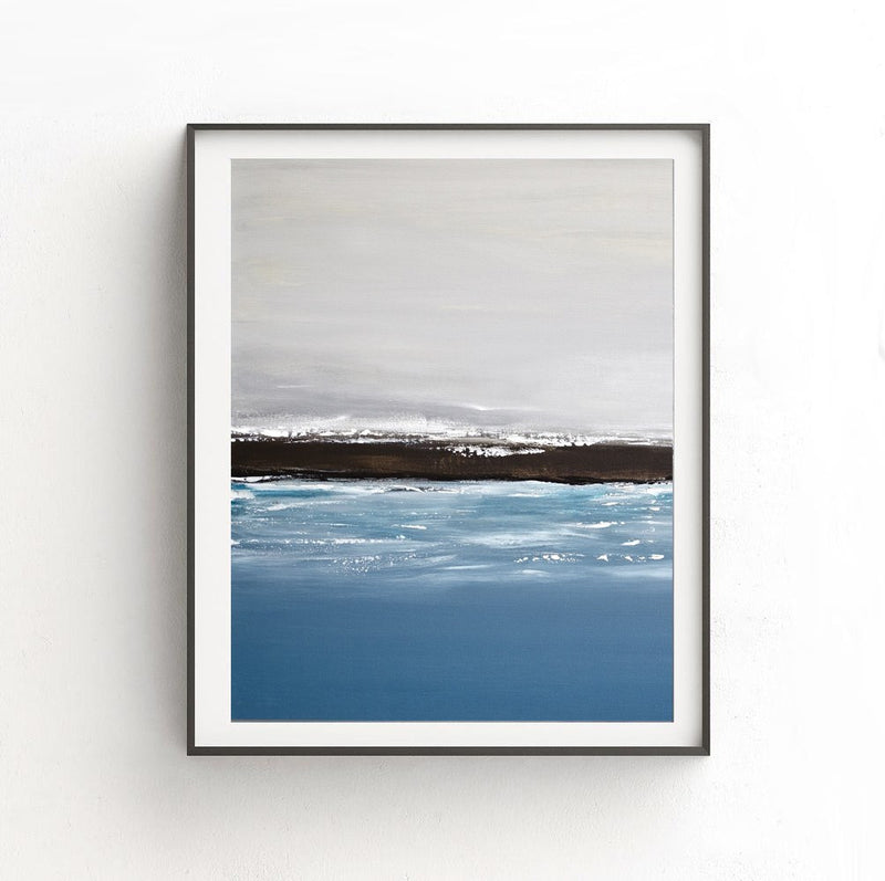 Seascape print sky wall art art work water landscape gray grey download printable art Sky Whitman