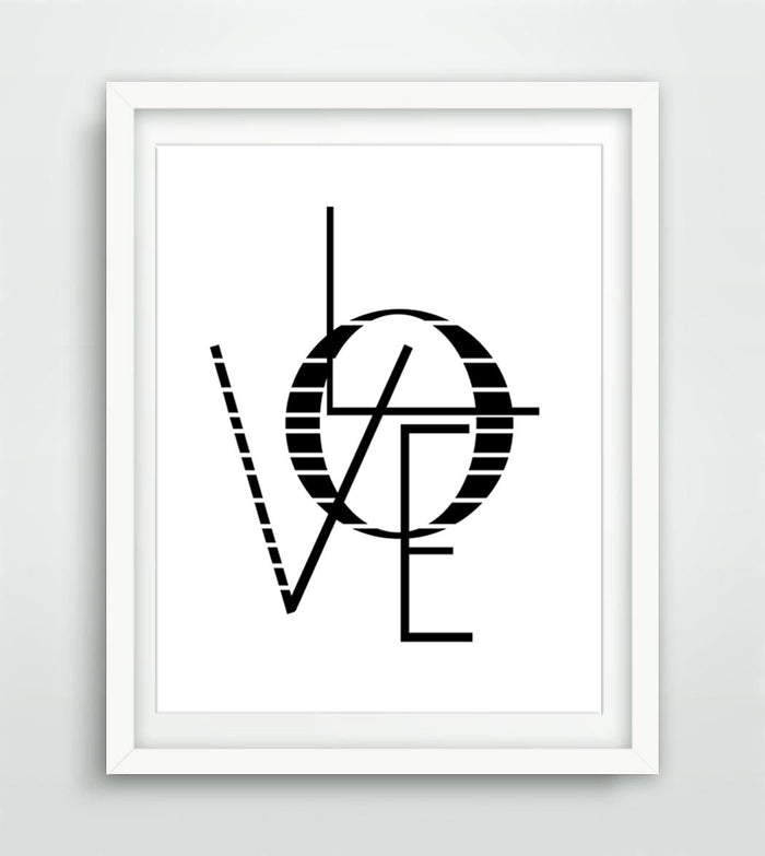 Typography love print printable art digital download black and white