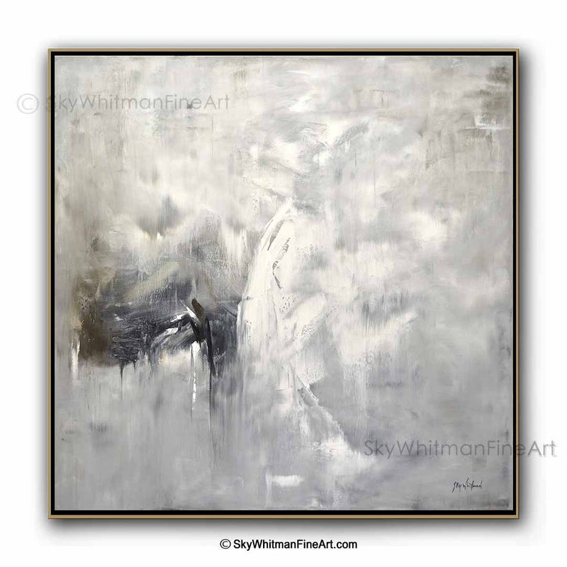 "Light and Shade" Abstract Painting Square Gray Design Art