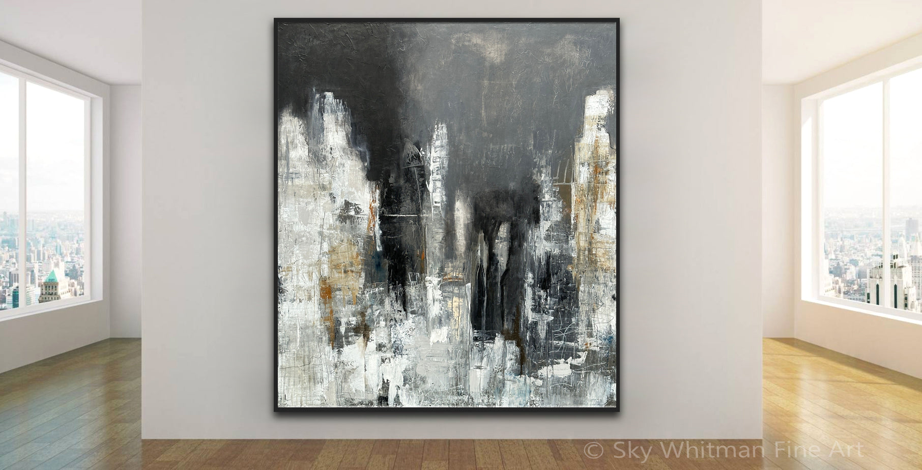 XXL Original Abstract Painting Warm Gray Concrete 60x72 – Sky