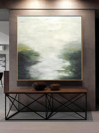 green landscape painting