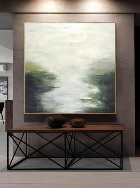 green landscape painting