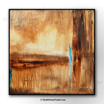 brown rust abstract rustic framed painting glossy textured cream earth tones bohemian art for sale Bethany Sky Whitman 