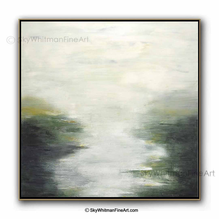 "Green is Golden" Large 48 x 48 Landscape Green Painting