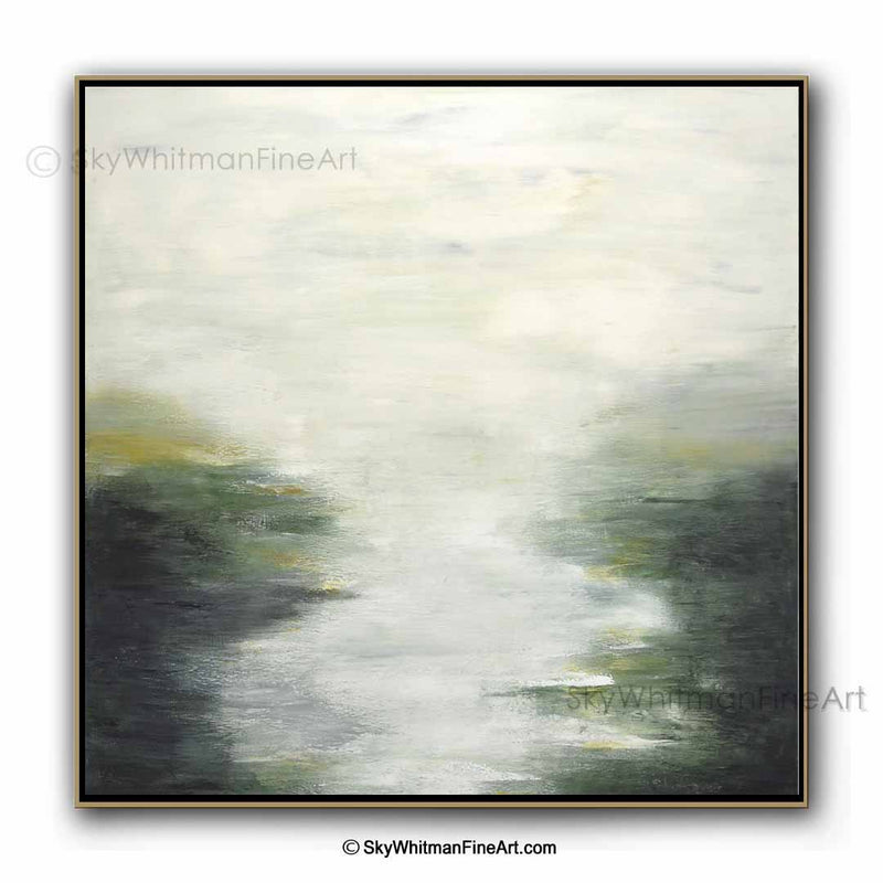 "Green is Golden" Large 48 x 48 Landscape Green Painting