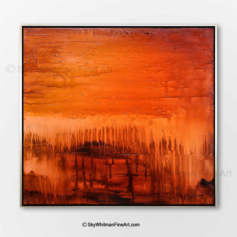 red framed oil painting original abstract art contemporary modern painting Bethany Sky Whitman