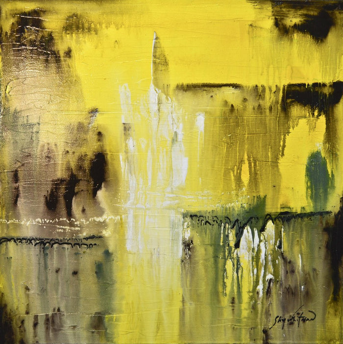 original yellow modern painting abstract art contemporary oil painting Bethany Sky Whitman