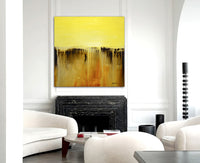 "Summer Smiles" Yellow Textured Abstract Art Oil