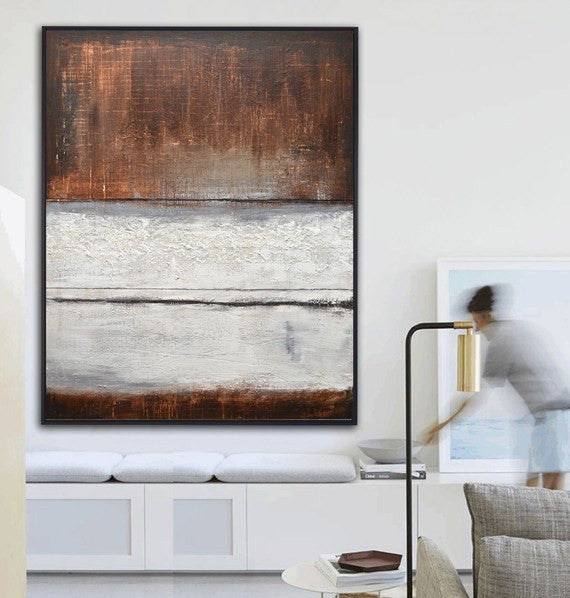 Mixed media original big abstract painting modern art Sky Whitman