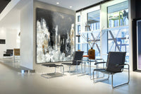 large abstract painting on wall high end