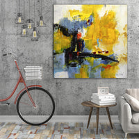 yellow artwork original painting interior design artist