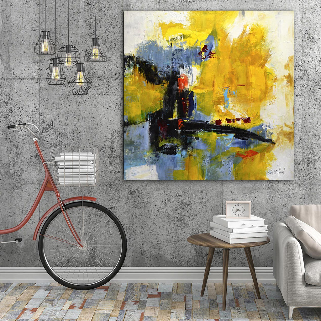 yellow abstract wall art painting for sale