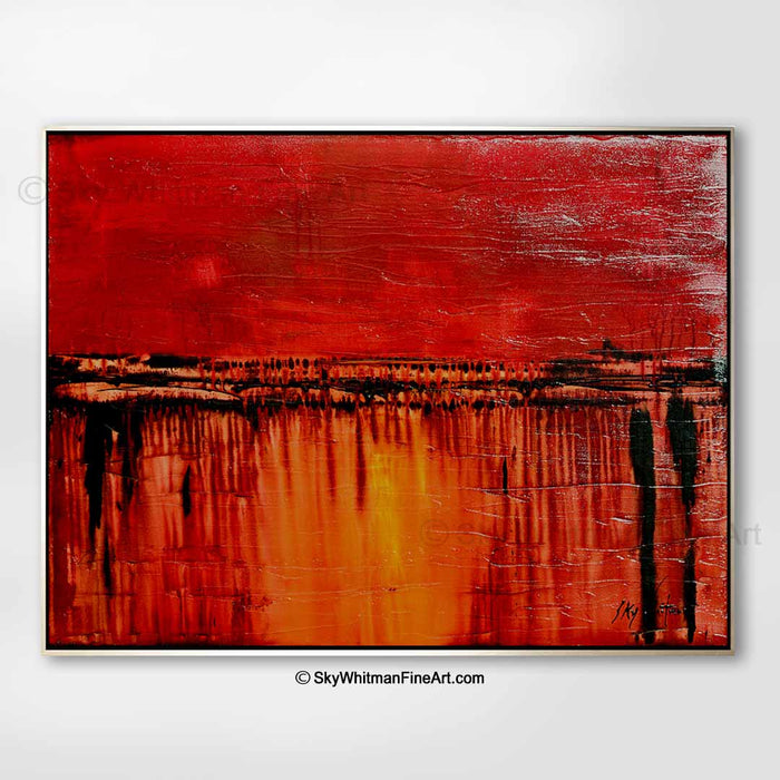 Blood red abstract painting original art for sale sky whitman 