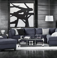 Large Black and White Lines Art Painting