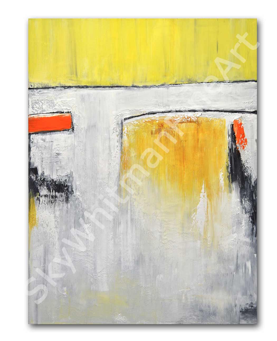 vertical yellow painting on canvas
